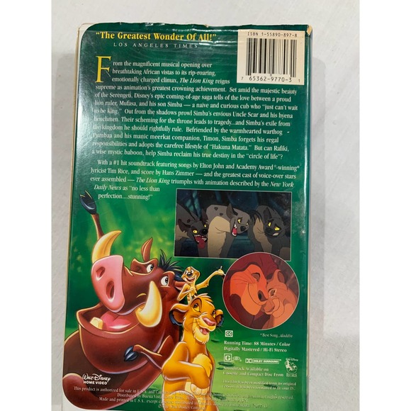 Walt Disney's Masterpiece Collection The Lion King VHS 1994 The Original! - Picture 2 of 9